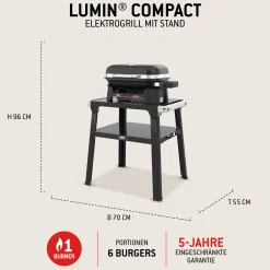 Weber Elektrogrill Lumin Compact mit Stand Grillfläche: 43 x 28 cm