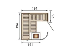 Weka Element-Designsauna Sara 1 Set 2 mit BioS Saunaofen