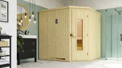 Weka Element-Ecksauna Varberg 3 HT OS mit Massivholztür