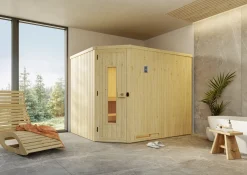 Weka Element-Ecksauna Varberg 4 HT mit isolierter Massivholztür