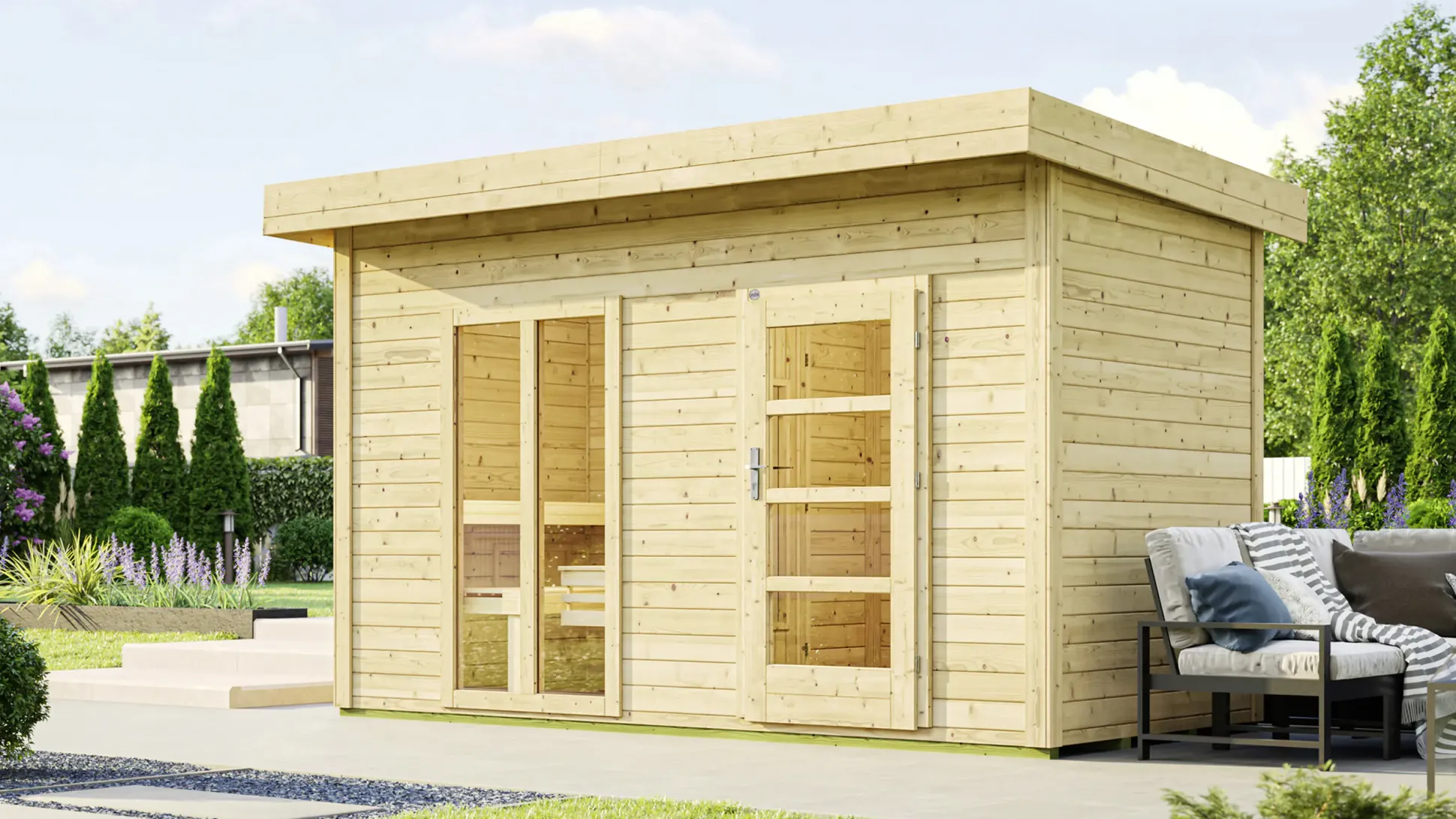 Weka Gartensauna Farsund 7,29 m² mit Fenster