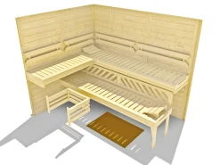 Weka Premium Massivholz-Elementsauna Kemi Eck Gr. 2 Sparset 7,5 kW BioS