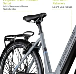 Zündapp E-Bike X600 City 28 Zoll 7-Gang 400 Wh grau blau
