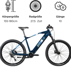 Zündapp E-Bike Z808 MTB 27,5 Zoll 10-Gang 550 Wh dunkelblau