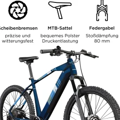 Zündapp E-Bike Z808 MTB 27,5 Zoll 10-Gang 550 Wh dunkelblau