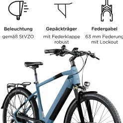 Zündapp E-Bike Z810 Trekking 28 Zoll 8-Gang 550 Wh brillantblau
