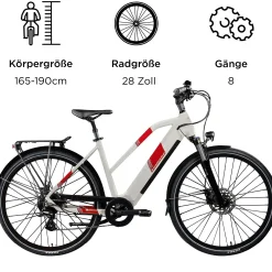Zündapp E-Bike Z810 Trekking 28 Zoll 8-Gang 550 Wh antique white