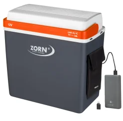 Zorn Kühlbox elektrisch ZA24 12V & USB Anschluss grau/weiß/orange 21,9 L