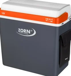 Zorn Kühlbox elektrisch ZA24 12V & USB Anschluss grau/weiß/orange 21,9 L
